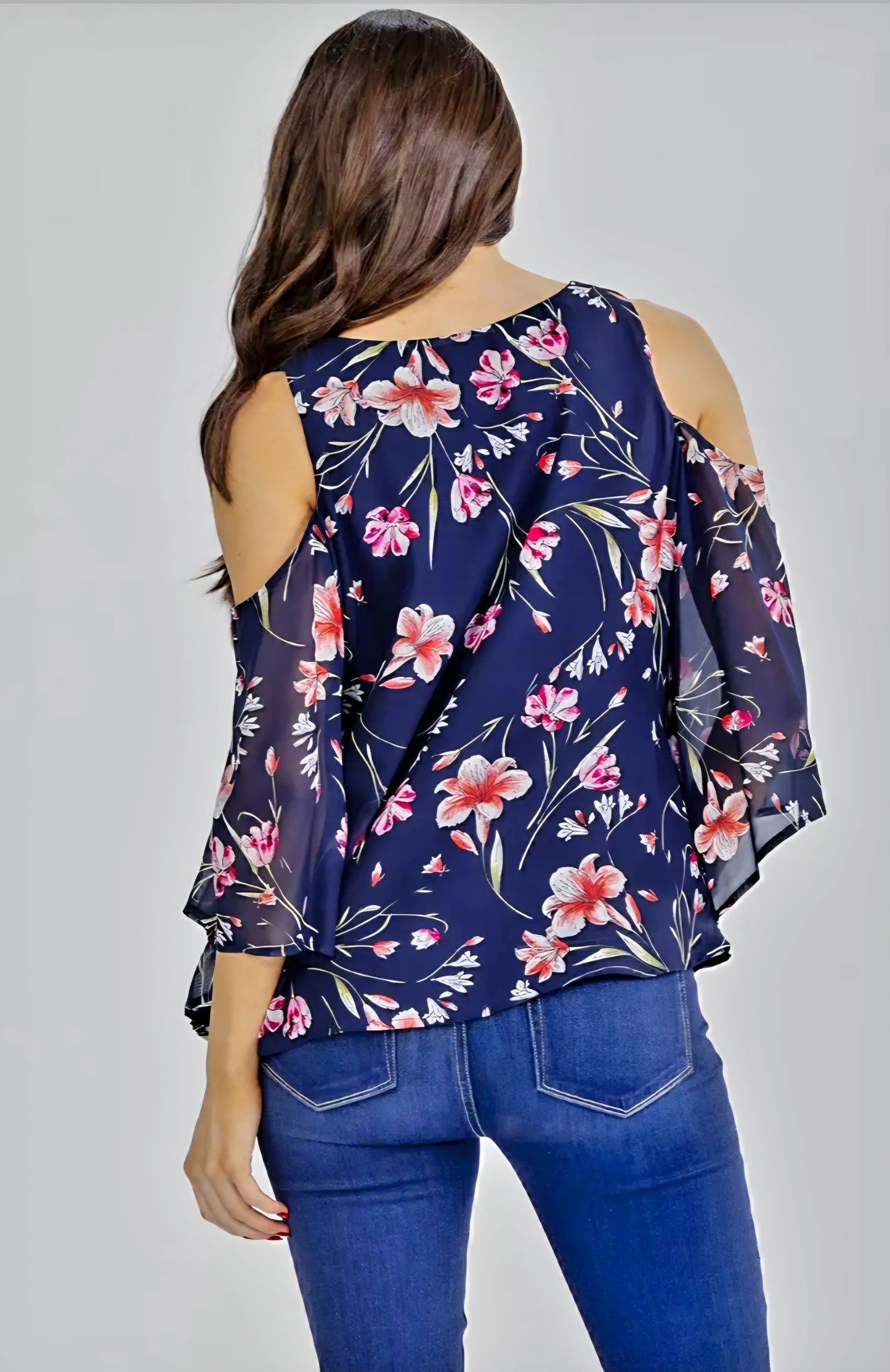 Floral Cold Shoulder Top#