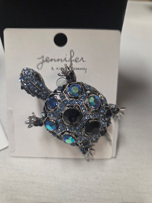 Blue Turtle Brooch