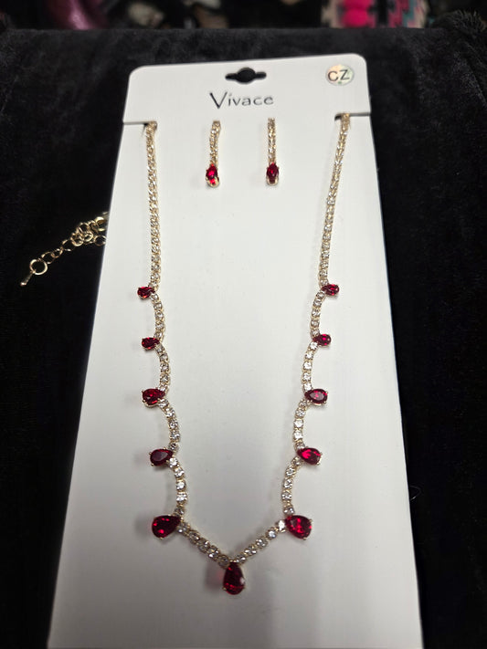 Red Bling Necklace Set