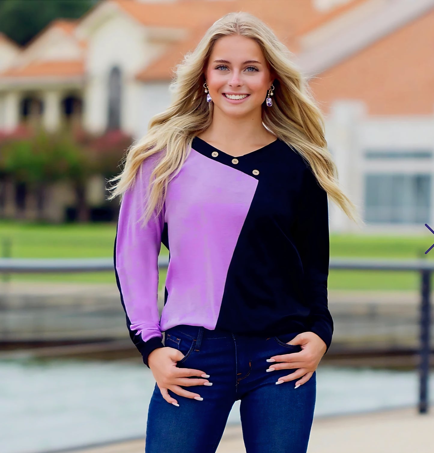 Purple/Black Long Sleeve Top