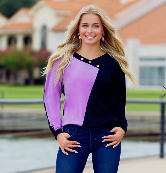 Purple/Black Long Sleeve Top