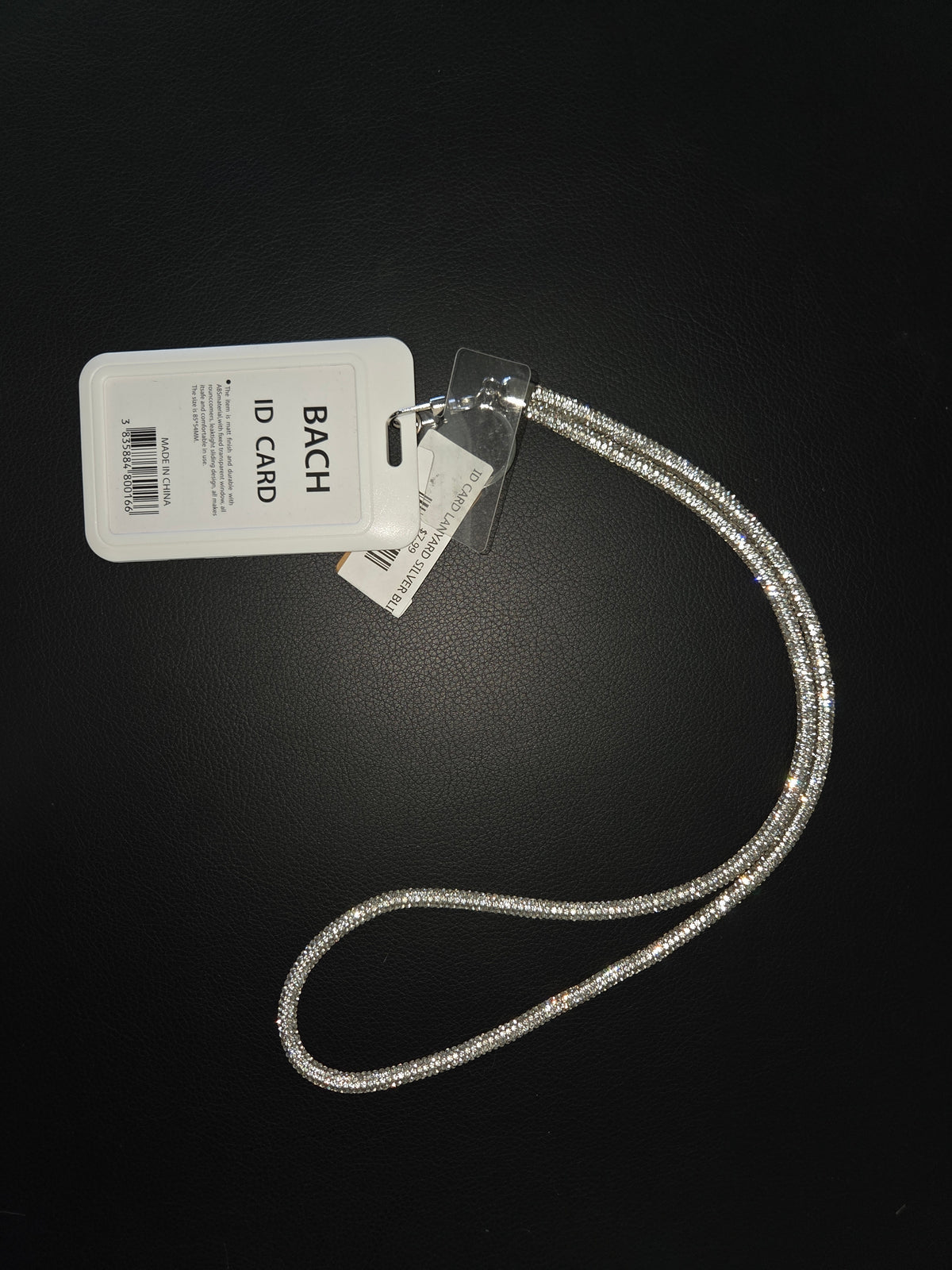 ID CARD LANYARD SILVER BLING