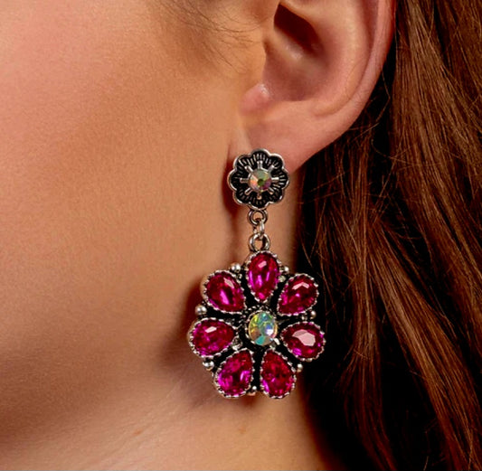 Fuschia Flower Earrings