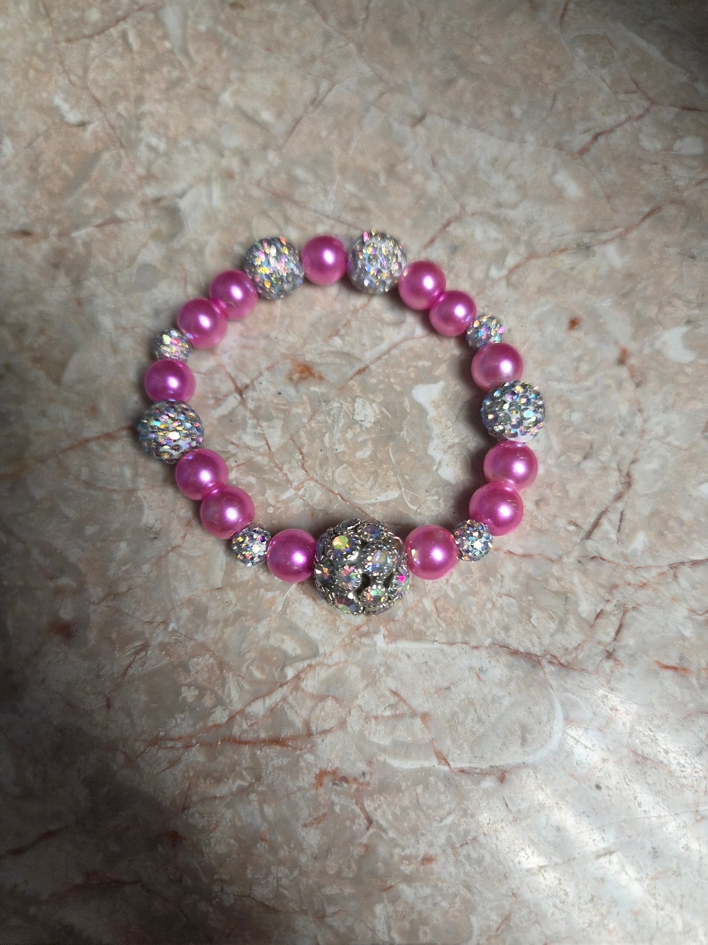 Pink Irid Bead Bracelet