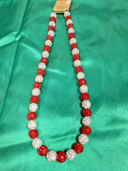 Red White Bead Necklace