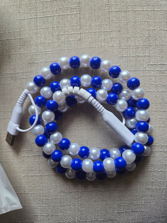 4 Way Charging Cord Royal Blue/White