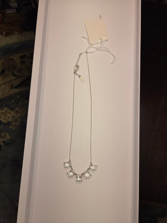 5 Rhinestone Silver Squares Necklace