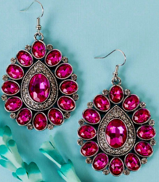 Fuschia Rhinestone Earrings