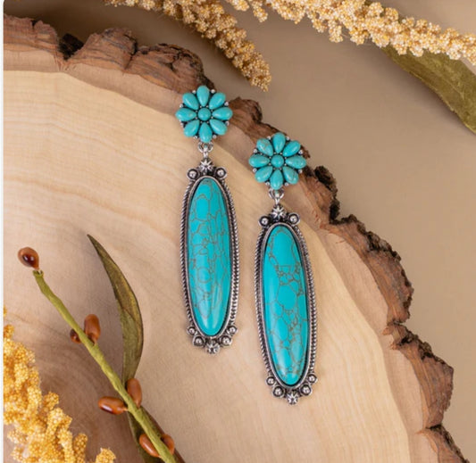 Turquoise and Silver Squash Blossom