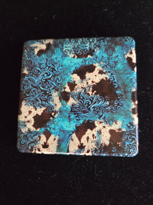Blue Cow Print Mirror
