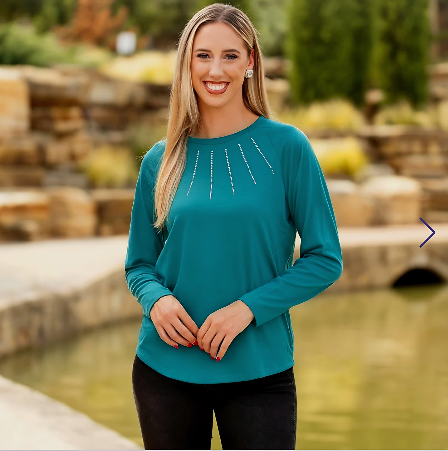 Turquoise Rhinestone Top