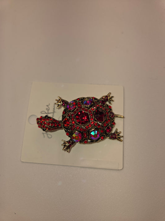 Red Turtle Brooch