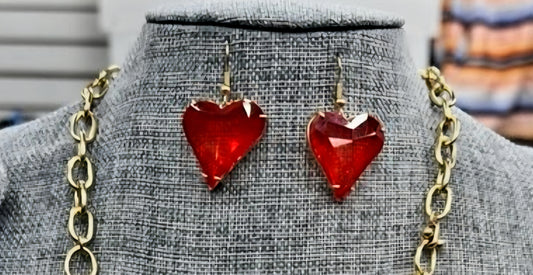 Clear Red Heart Earrings