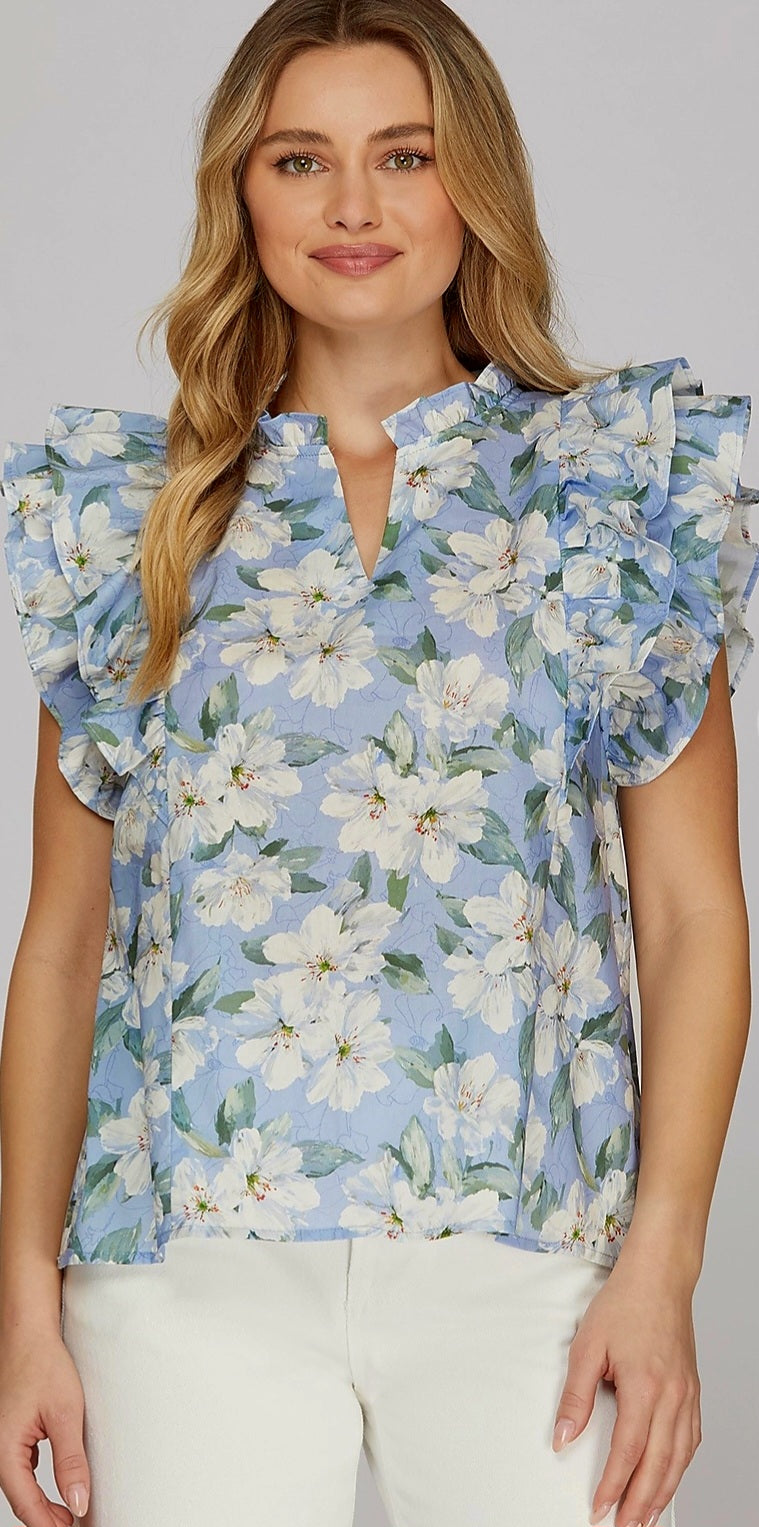Blue Floral Top