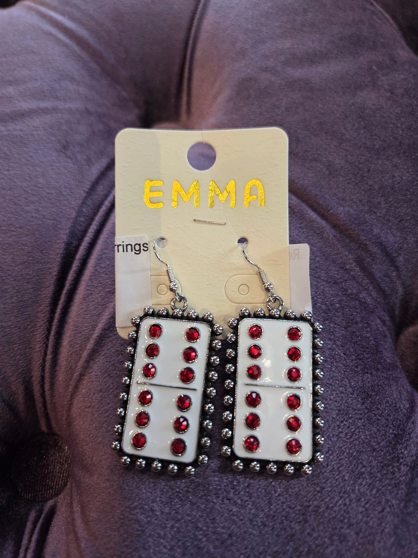 Red/White Edge Domino Earrings