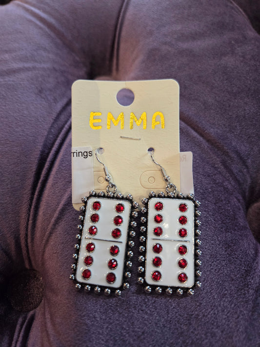 Red/White Edge Domino Earrings