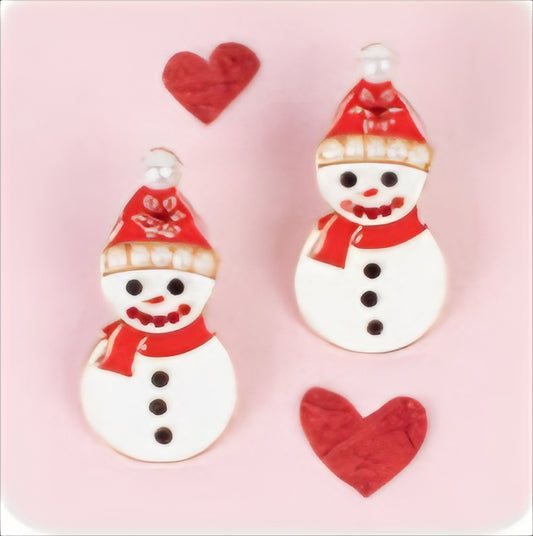 Snowman Earrings w Pearls