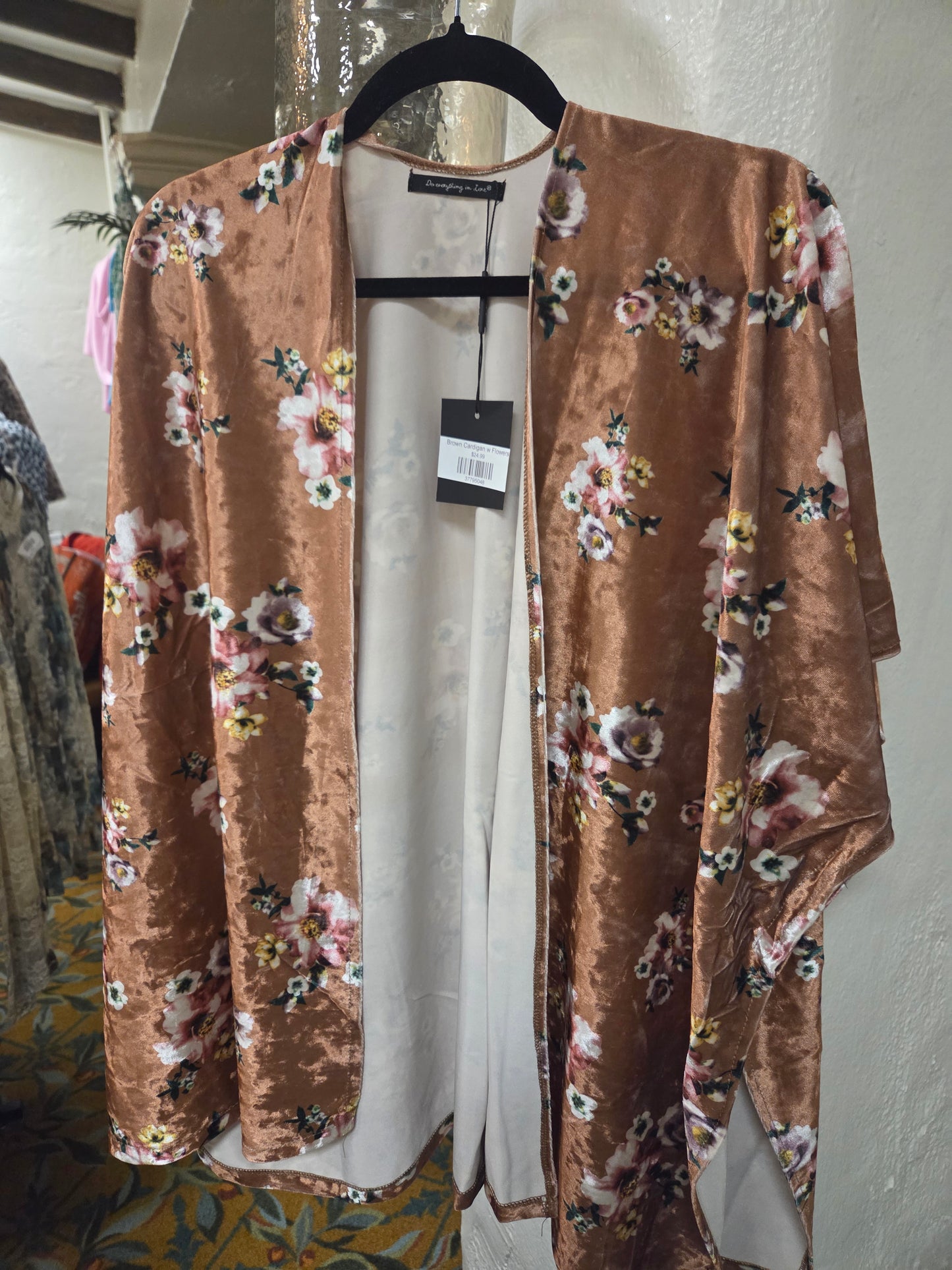 Brown Cardigan w Flowers