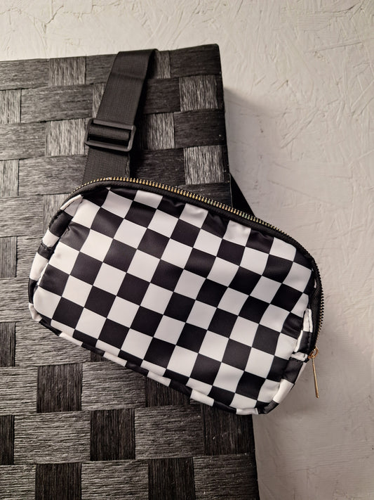 Black Checkered Bum Bag