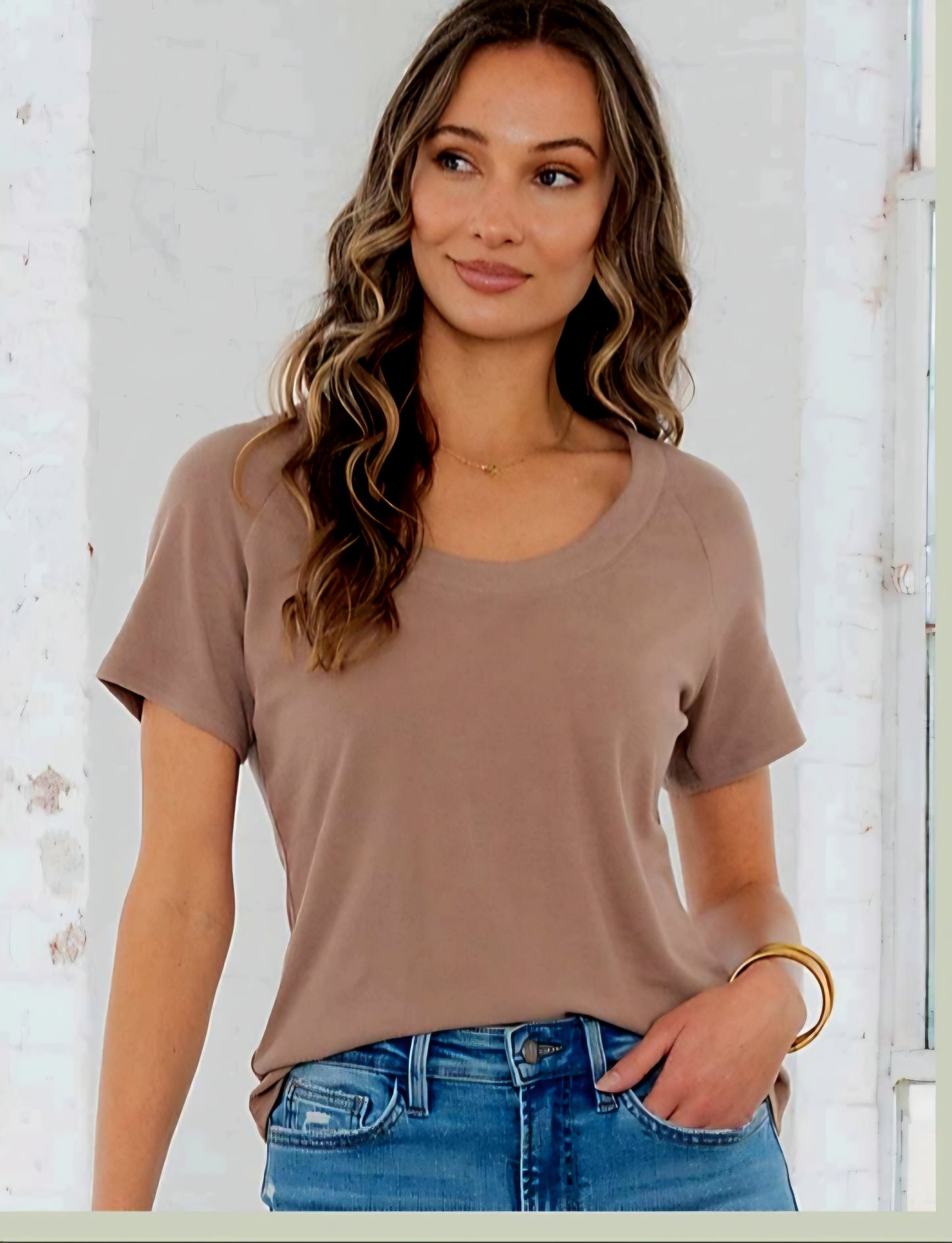 Mocha Round Neck Top