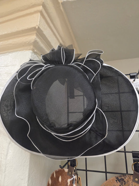 Black W White Trim Organza Hat