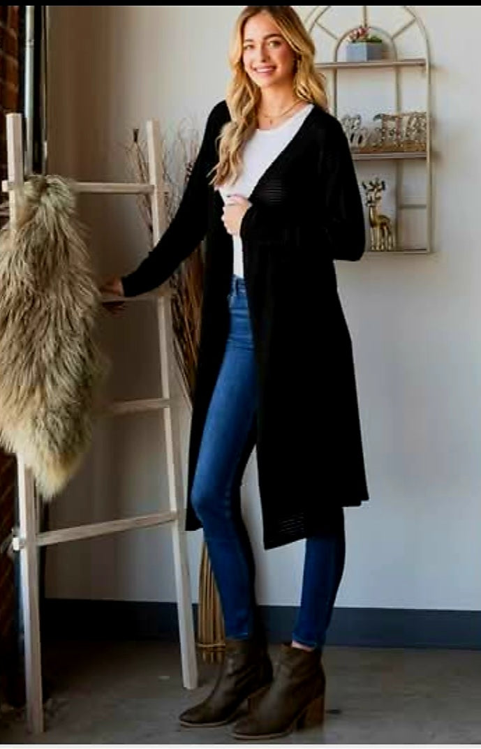 Solid Waffle Open Cardigan