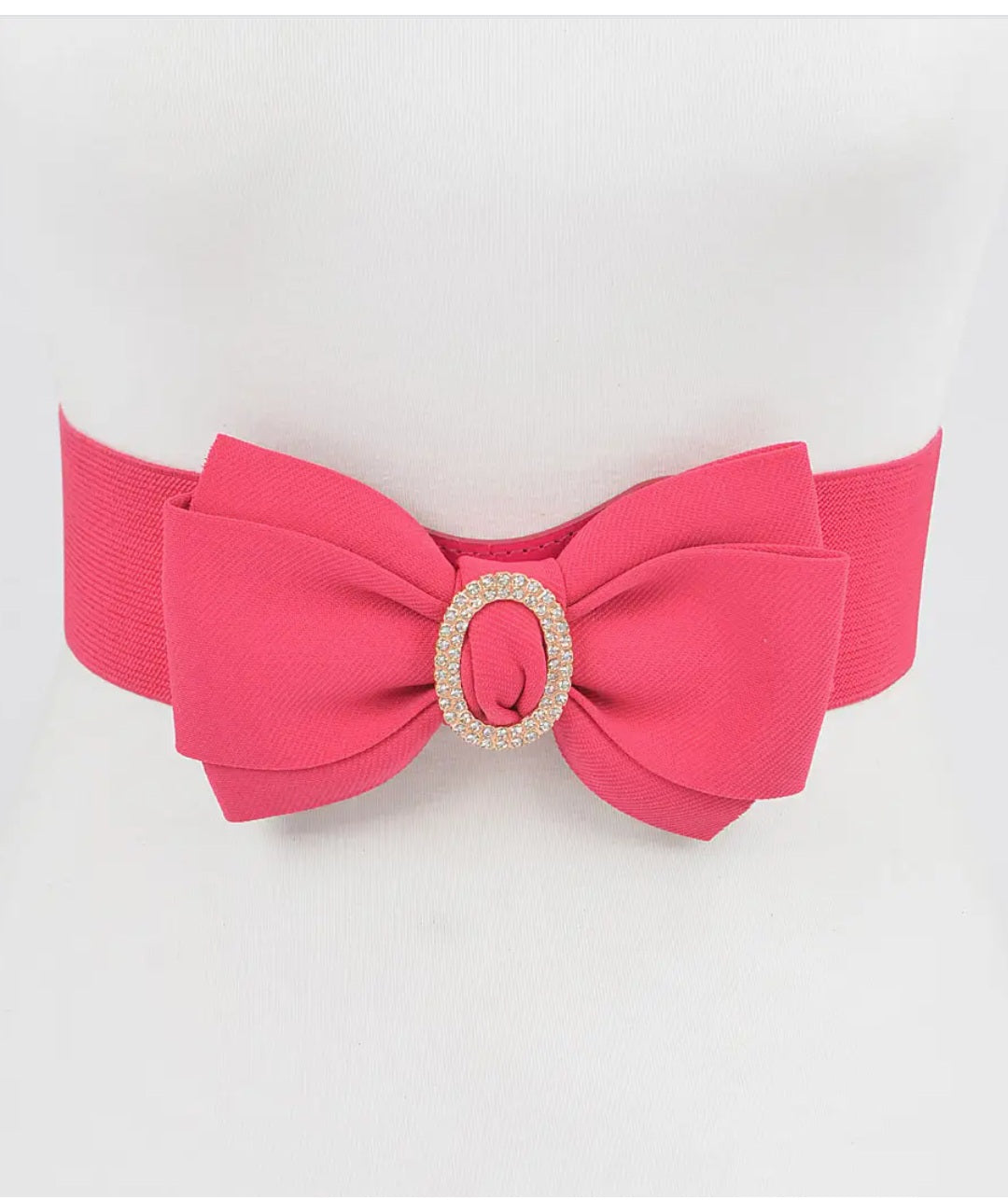 Rhinestone Bow Buckle Stretch Belt