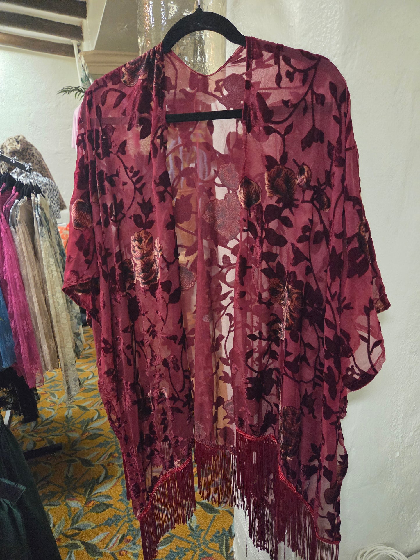 Burgundy Wrap w Fringe