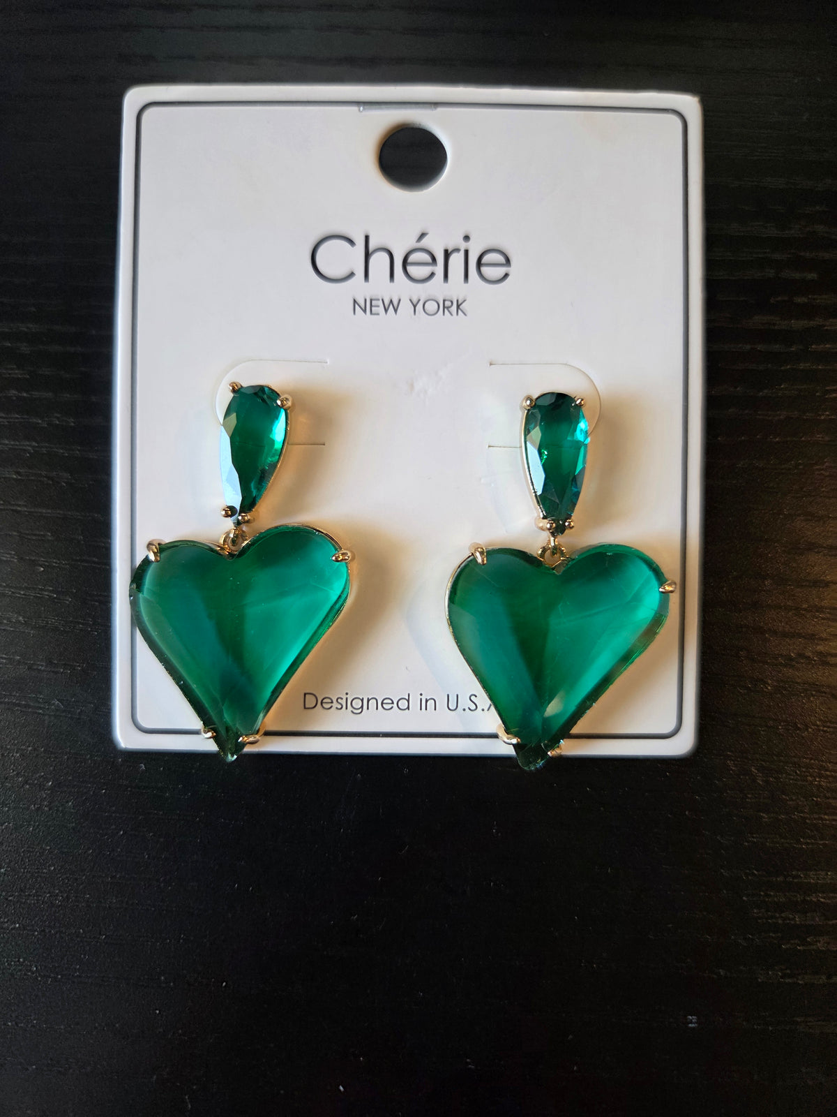 Green Heart Earrings