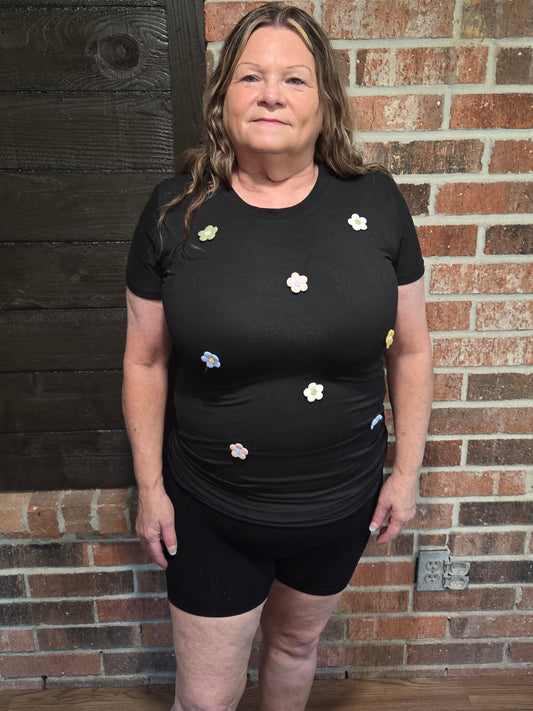 Fitted Shirt with Mini Colored Flowers