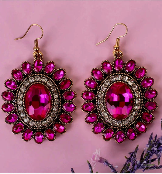Round Fuschia Earrings