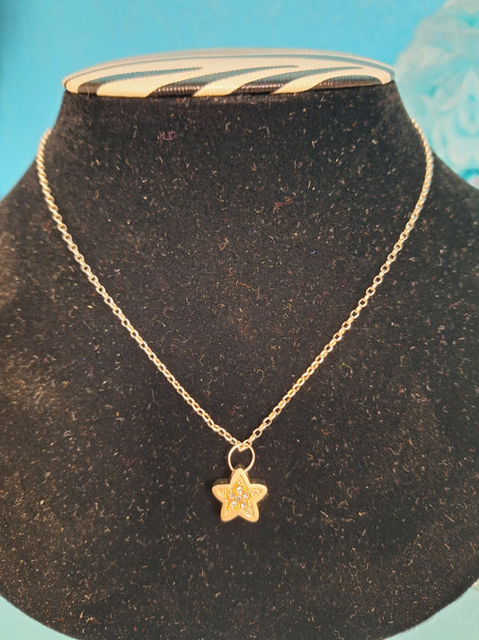 Sterling Silver Star With Cubic Zirconia