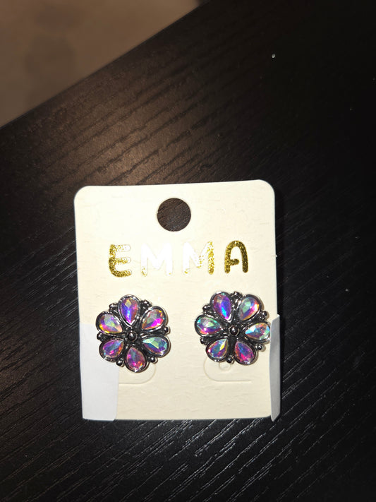 Iridescent Flower Studs