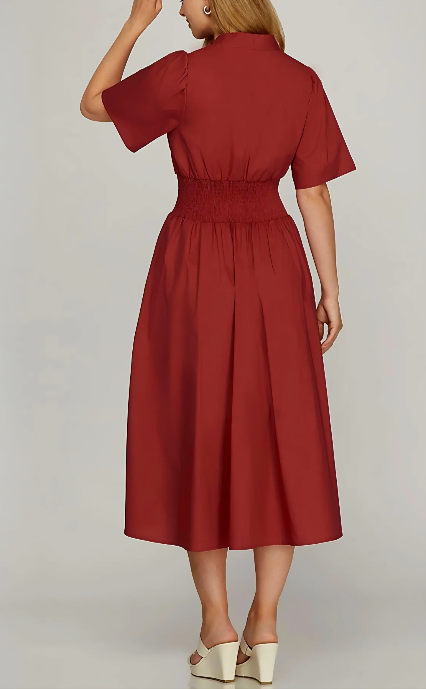 Red Zip Dress with Sleeves