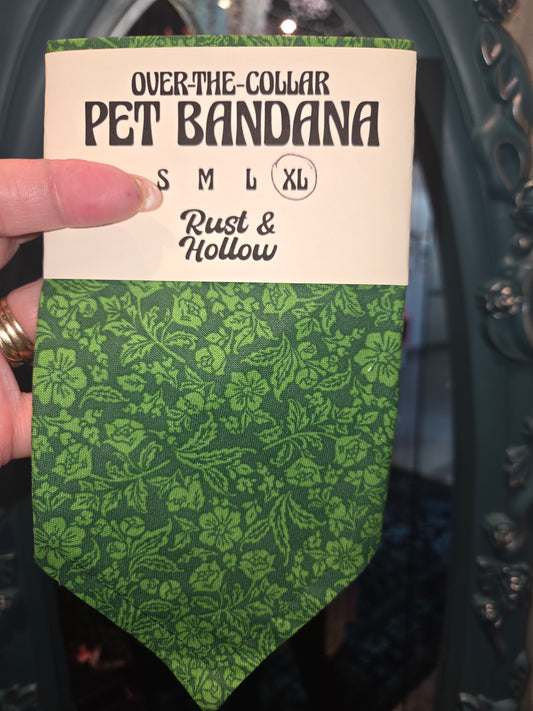 Green Floral Dog Hankerchief Medium