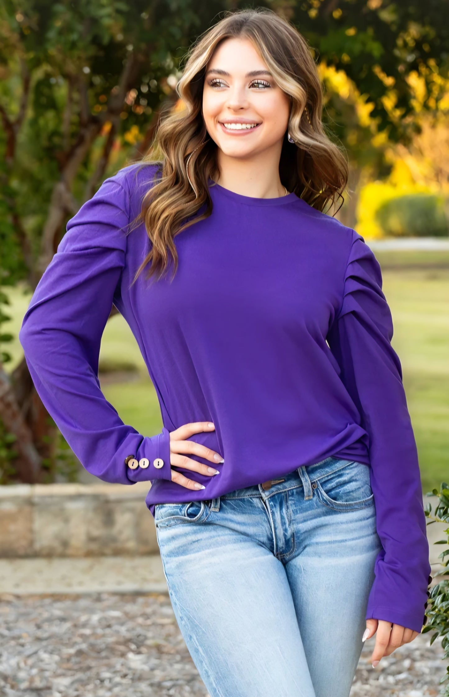Purple Puff Sleeve Top