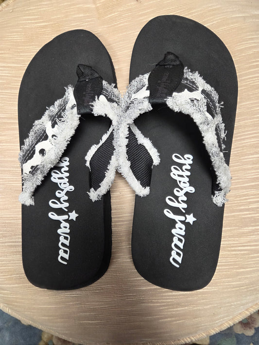 Cow Print Flip Flops