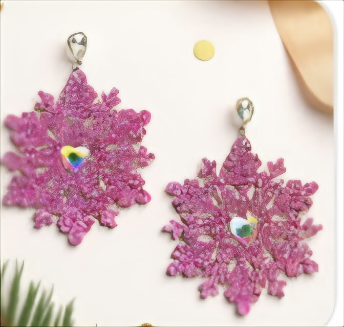 Pink Snowflake Earrings