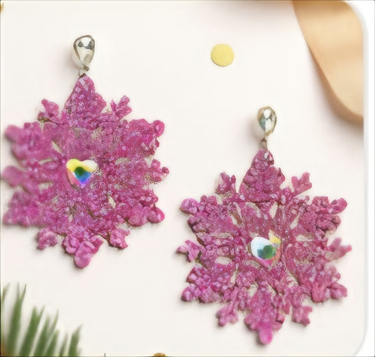 Pink Snowflake Earrings
