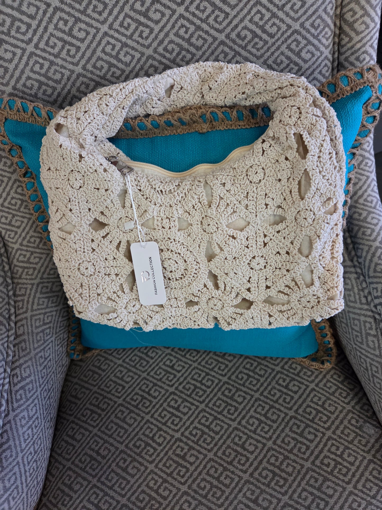White Crochet Hand Bag