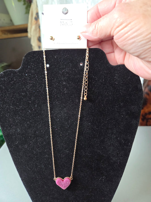 Know By Heart Druzy Necklace and Earrings