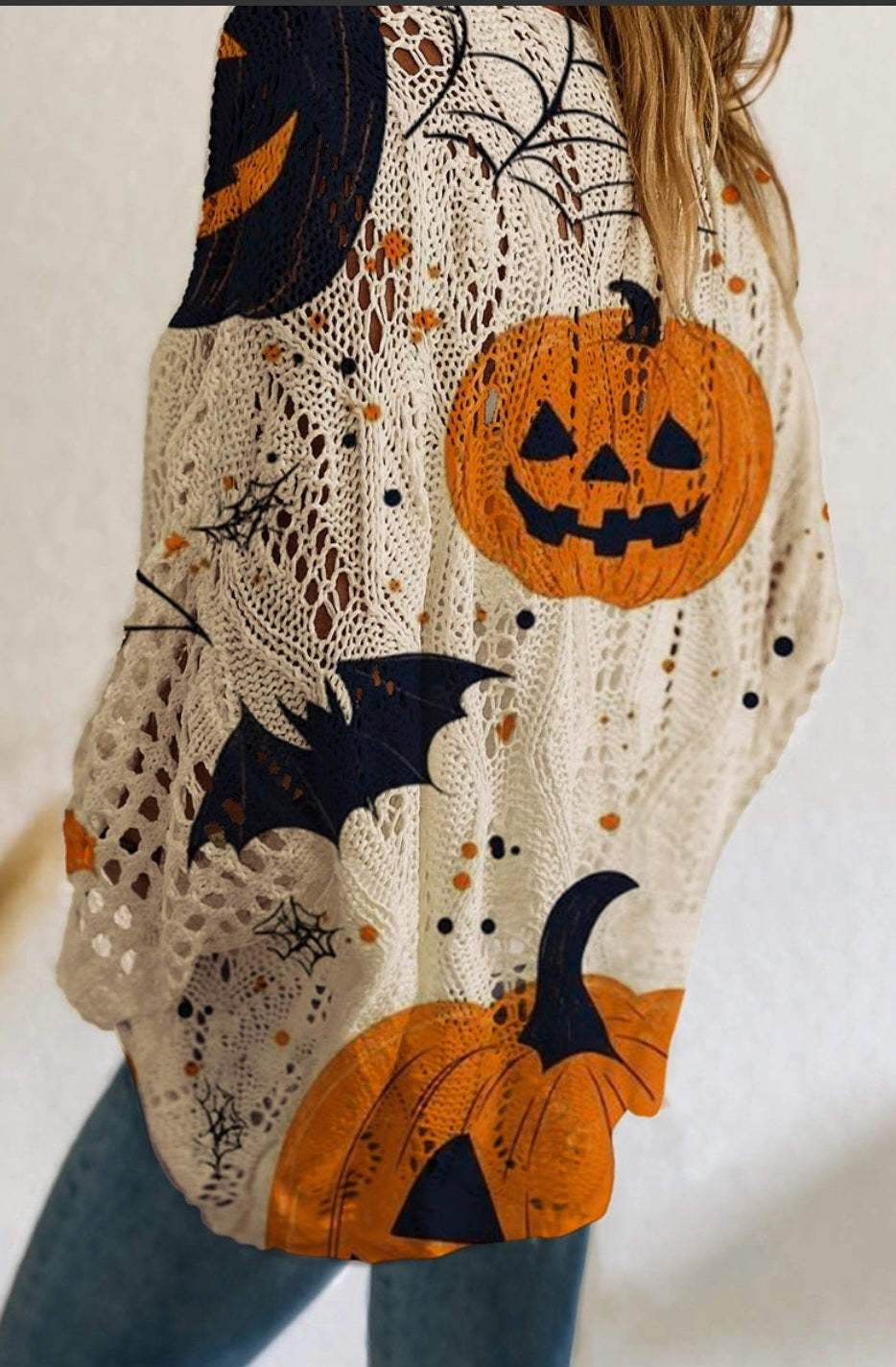 Halloween Theme Knit Top Orange