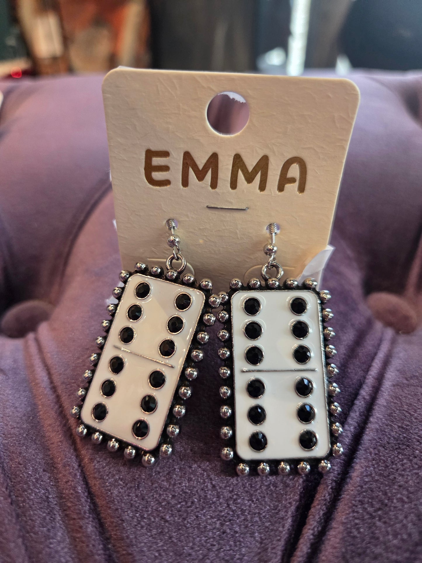 Black/White Edge Domino Earrings