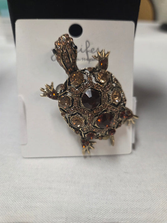 Brown Turtle Brooch