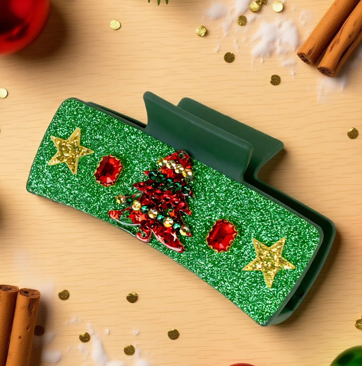Green Christmas Hair Clip