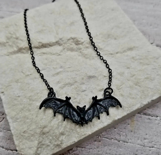 Black and Silver Bat Necklace