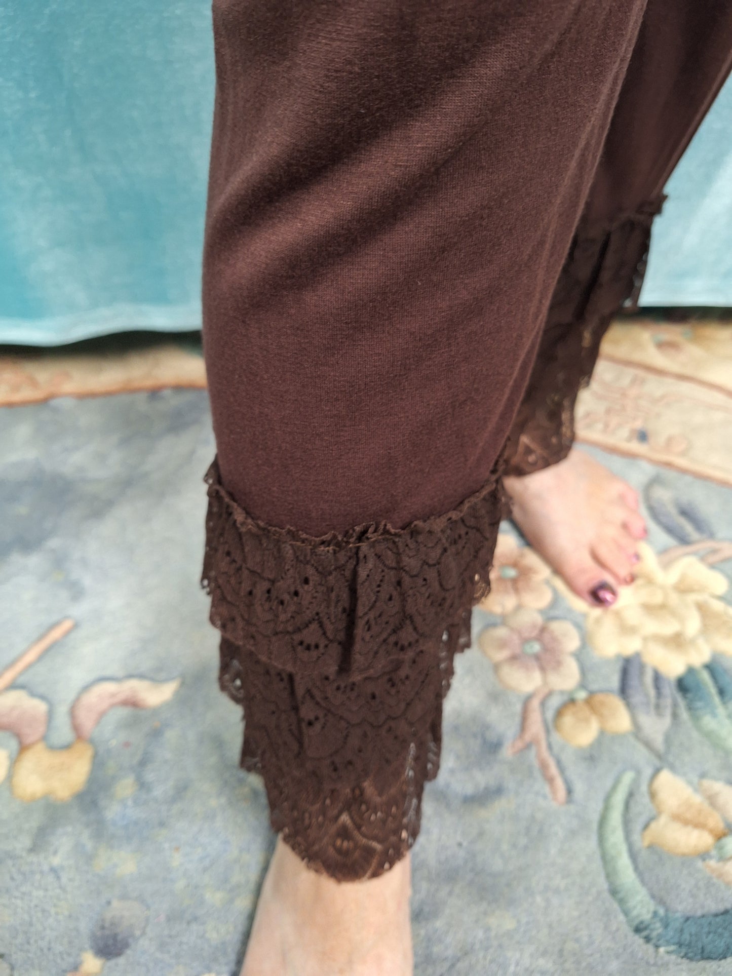 Brown Capri Lace Ruffles