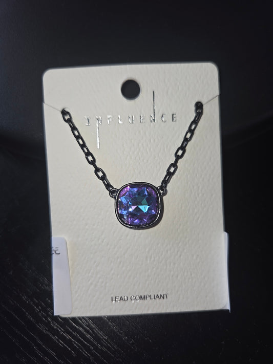 Purple w Black Chain Necklace
