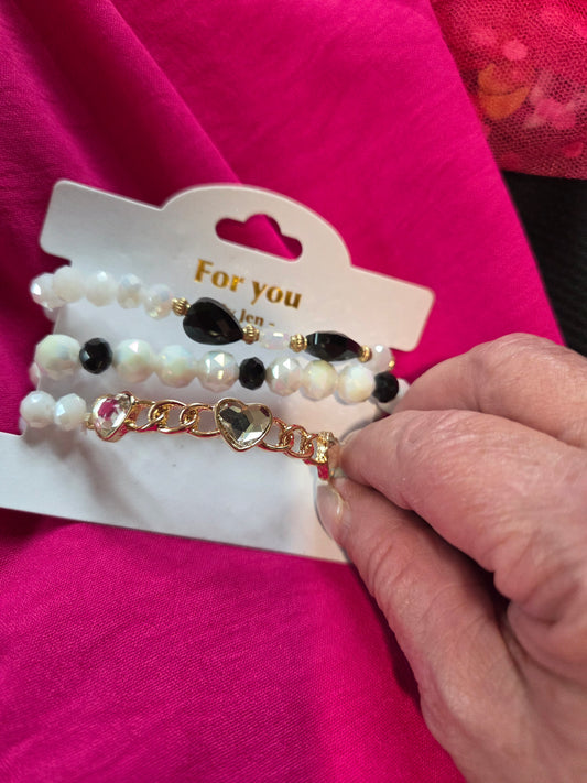 Black and White Stack Bracelets
