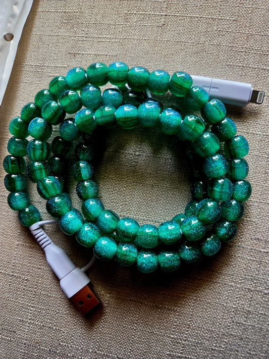 Green Glitter 4 Way Charging Cord